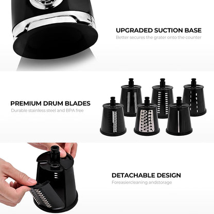 Rotary Cheese Grater Hand Crank, Kitchen Shredder Vegetable Slicer