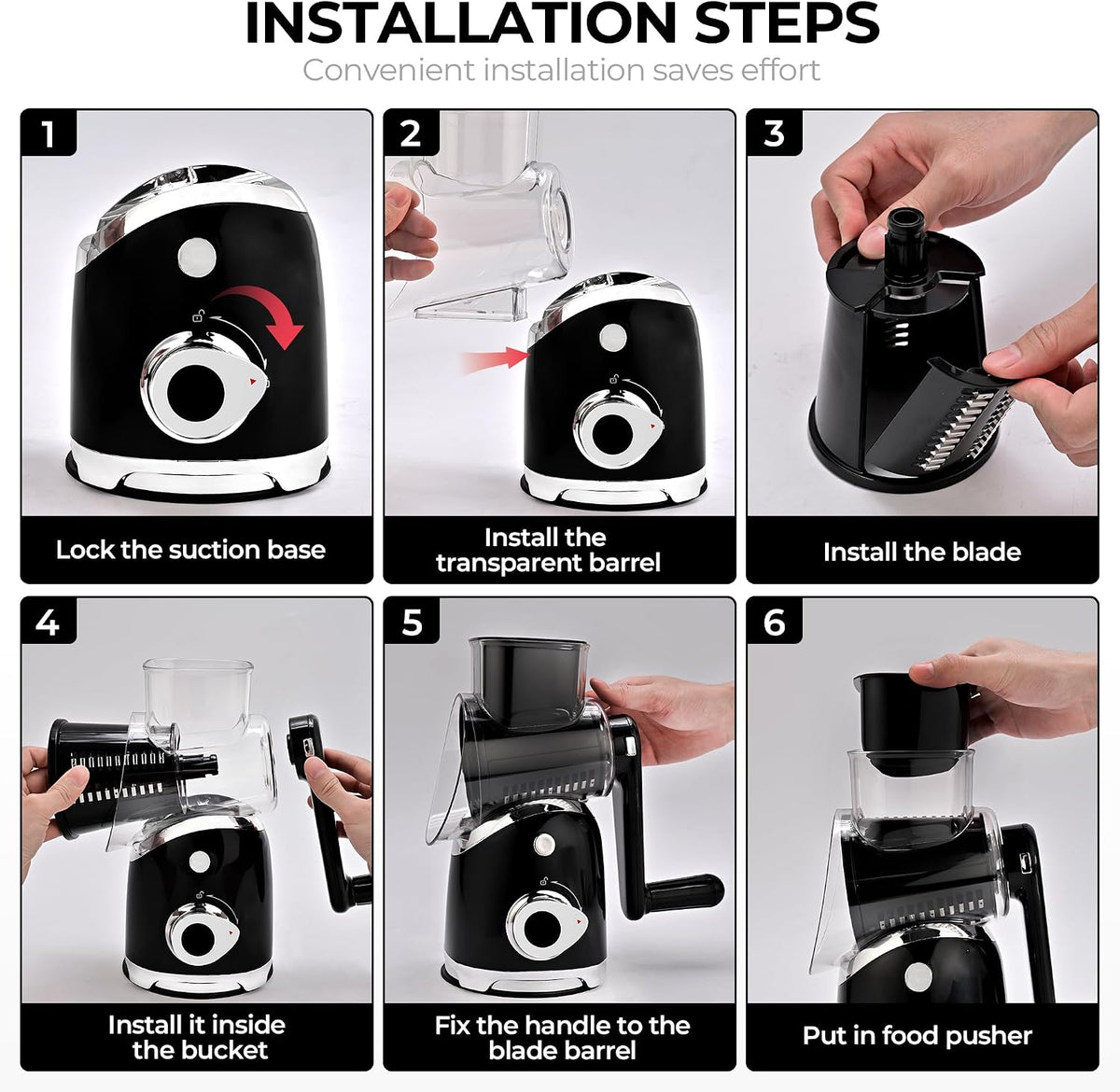 Rotary Cheese Grater Hand Crank, Kitchen Shredder Vegetable Slicer