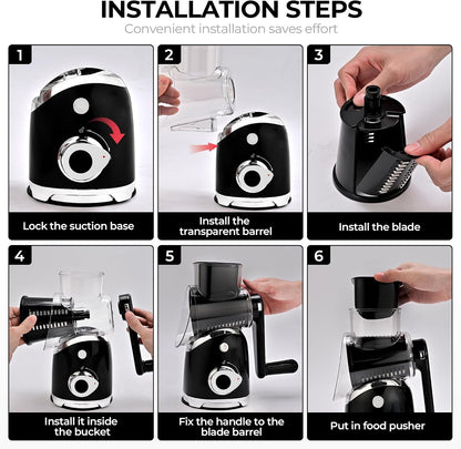 Rotary Cheese Grater Hand Crank, Kitchen Shredder Vegetable Slicer