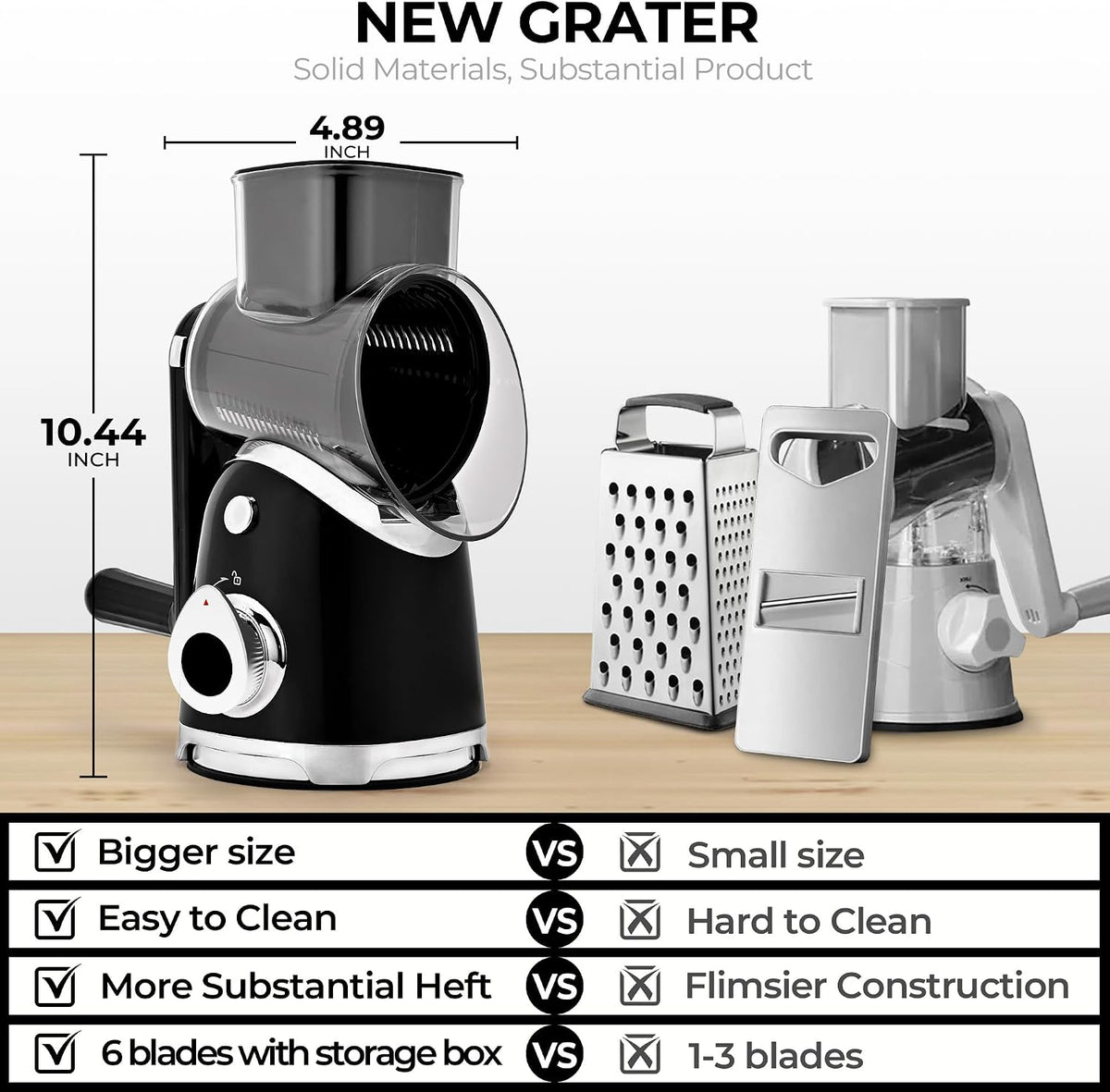 Rotary Cheese Grater Hand Crank, Kitchen Shredder Vegetable Slicer