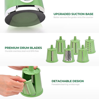 Rotary Cheese Grater Hand Crank, Kitchen Shredder Vegetable Slicer