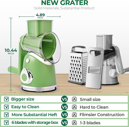 Rotary Cheese Grater Hand Crank, Kitchen Shredder Vegetable Slicer