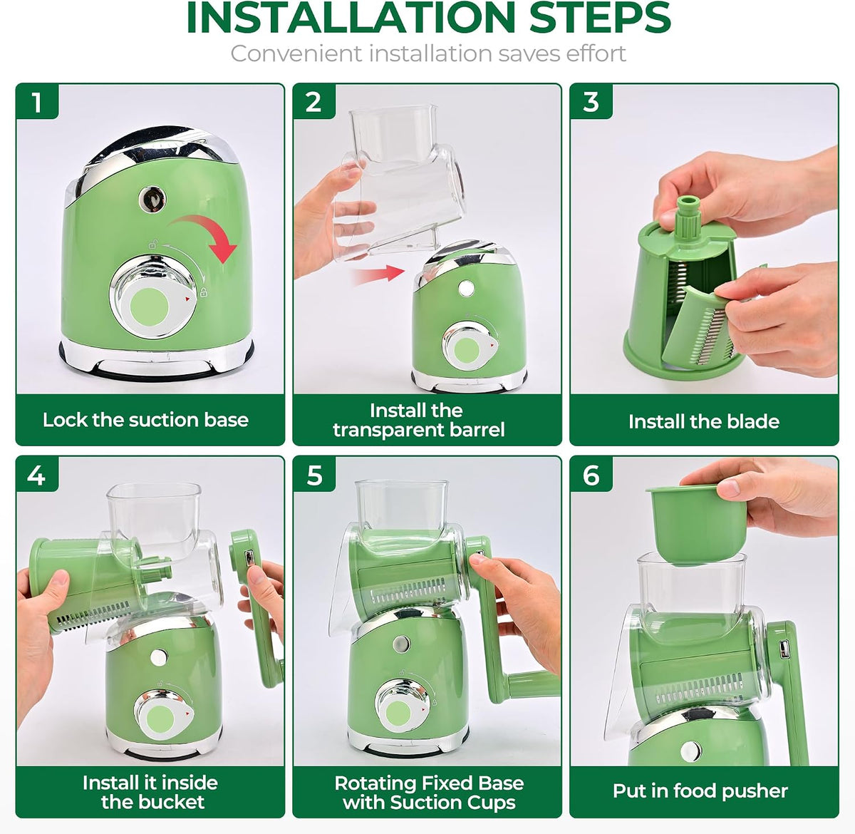 Rotary Cheese Grater Hand Crank, Kitchen Shredder Vegetable Slicer