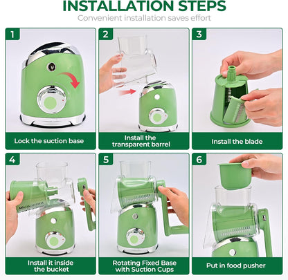 Rotary Cheese Grater Hand Crank, Kitchen Shredder Vegetable Slicer