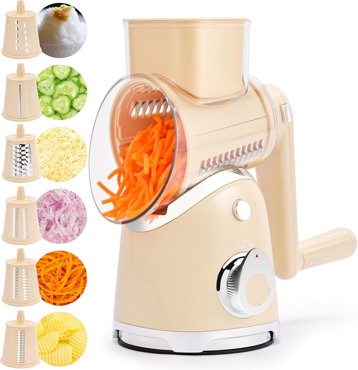 Rotary Cheese Grater Hand Crank, Kitchen Shredder Vegetable Slicer