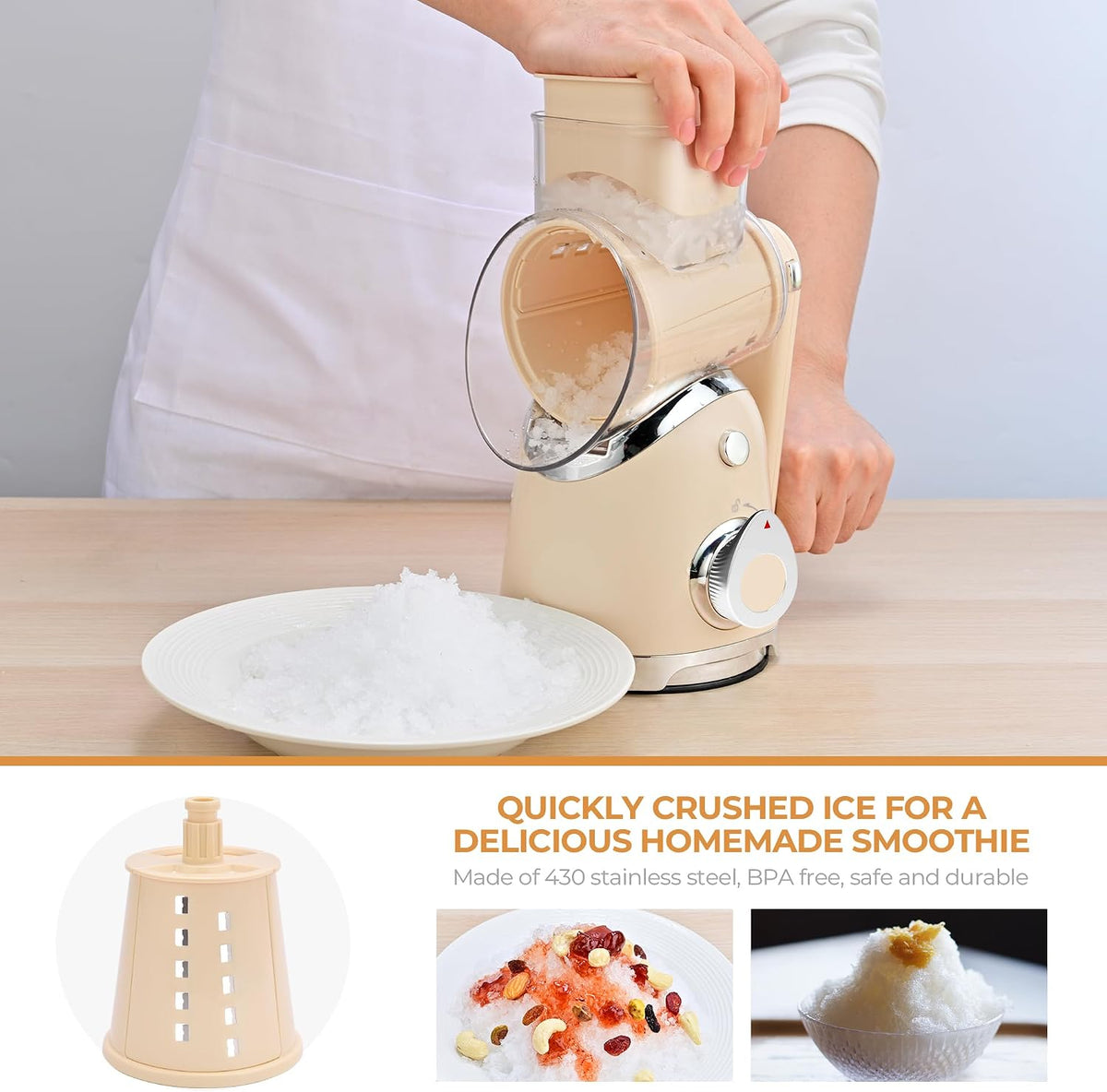 Rotary Cheese Grater Hand Crank, Kitchen Shredder Vegetable Slicer