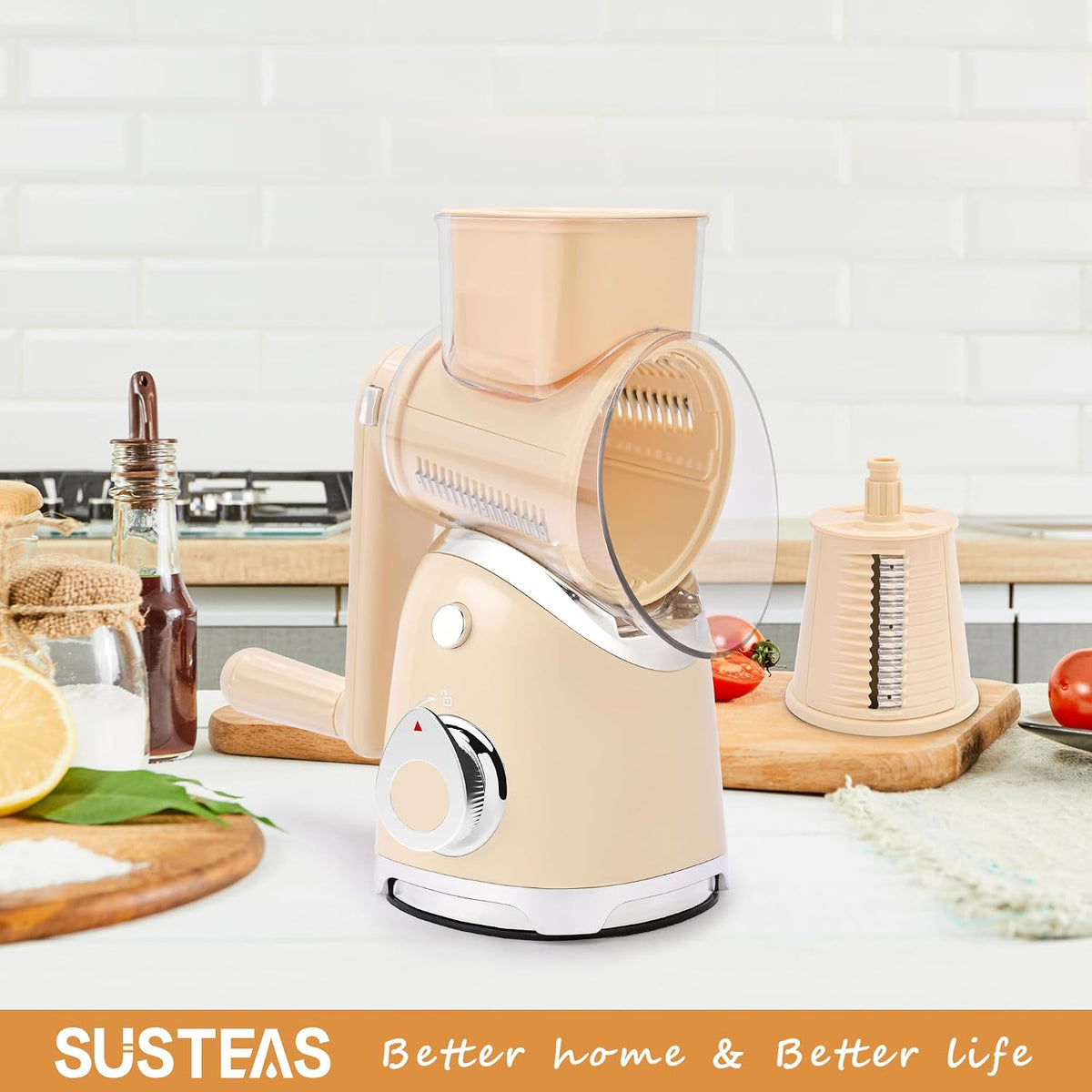 Rotary Cheese Grater Hand Crank, Kitchen Shredder Vegetable Slicer