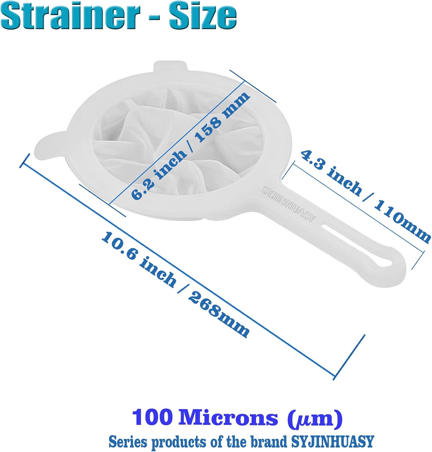 Kitchen Ultra-Fine Nylon Mesh Strainer Food Yogurt Mesh Sieve Plastic Mesh Colander with Handle Mini Brine Shrimp Separation Net for Filtering Juice Juice Milk Honey (100Mesh)