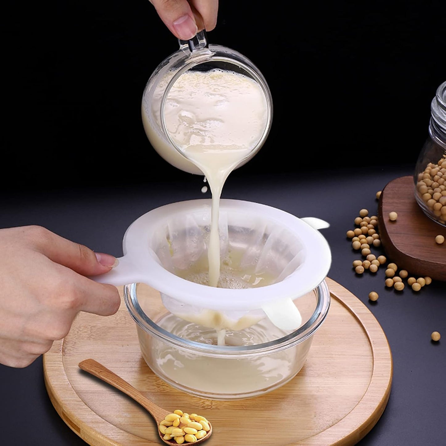 Kitchen Ultra-Fine Nylon Mesh Strainer Food Yogurt Mesh Sieve Plastic Mesh Colander with Handle Mini Brine Shrimp Separation Net for Filtering Juice Juice Milk Honey (100Mesh)