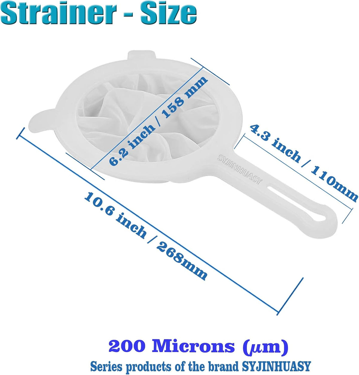 Kitchen Ultra-Fine Nylon Mesh Strainer Food Yogurt Mesh Sieve Plastic Mesh Colander with Handle Mini Brine Shrimp Separation Net for Filtering Juice Juice Milk Honey (100Mesh)