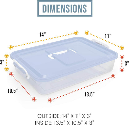 Pizza Dough Proofing Box with Lid, 14x11 In, Blue | ABS plastic pizza dough proofing container, fits 4-6 dough balls, stackable, transparent lid, carry handle