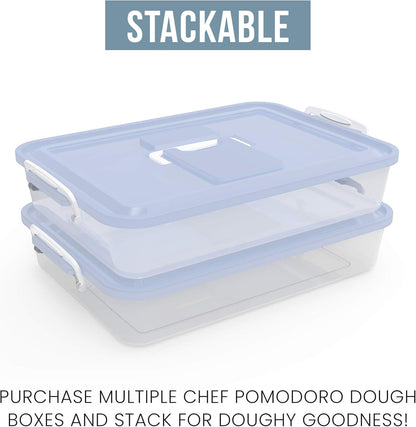 Pizza Dough Proofing Box with Lid, 14x11 In, Blue | ABS plastic pizza dough proofing container, fits 4-6 dough balls, stackable, transparent lid, carry handle