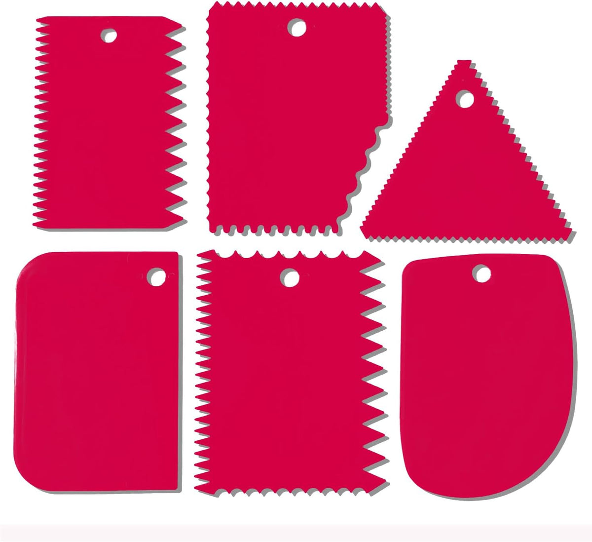 Cake Scraper, 6 Pcs Cake Smoother Scraper, Dough Scraper Red