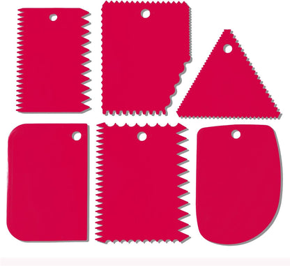 Cake Scraper, 6 Pcs Cake Smoother Scraper, Dough Scraper Red