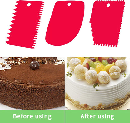 Cake Scraper, 6 Pcs Cake Smoother Scraper, Dough Scraper Red