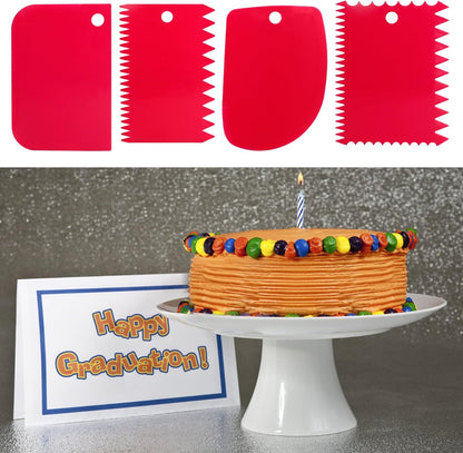 Cake Scraper, 6 Pcs Cake Smoother Scraper, Dough Scraper Red