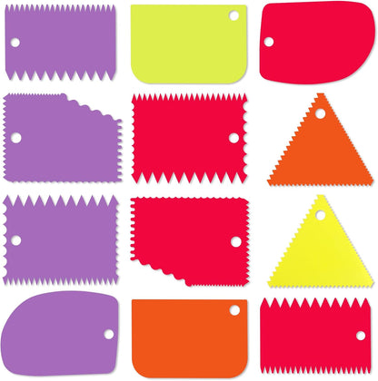 Cake Scraper, 6 Pcs Cake Smoother Scraper, Dough Scraper Red