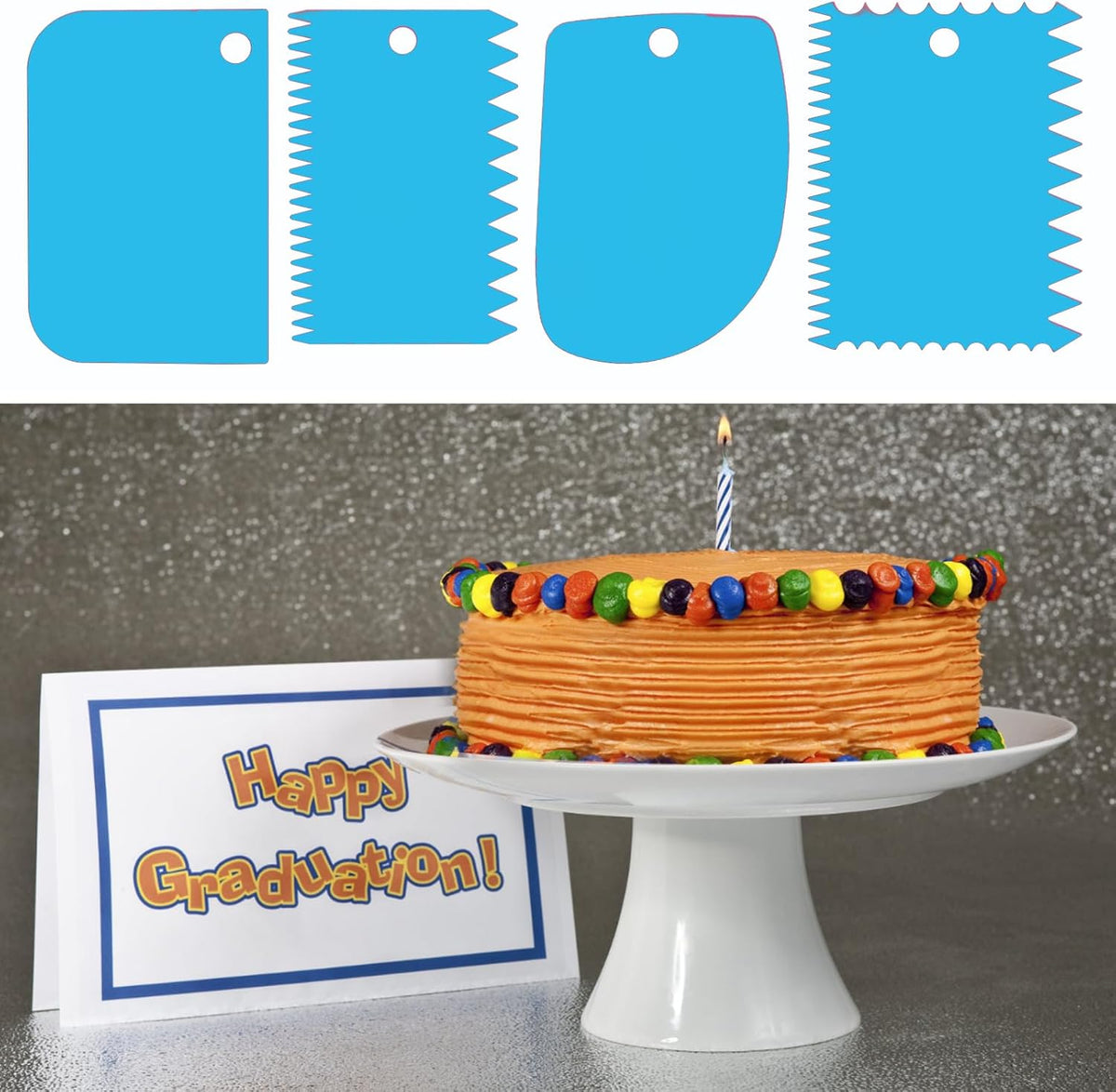 Cake Scraper, 6 Pcs Cake Smoother Scraper, Dough Scraper Red
