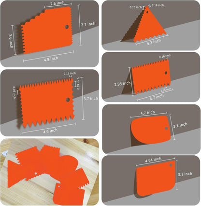 Cake Scraper, 6 Pcs Cake Smoother Scraper, Dough Scraper Red