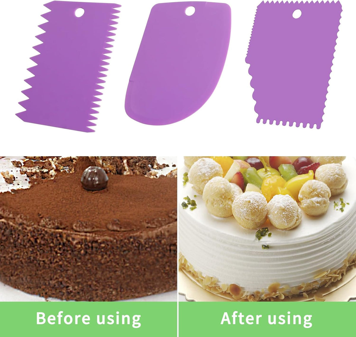 Cake Scraper, 6 Pcs Cake Smoother Scraper, Dough Scraper Red