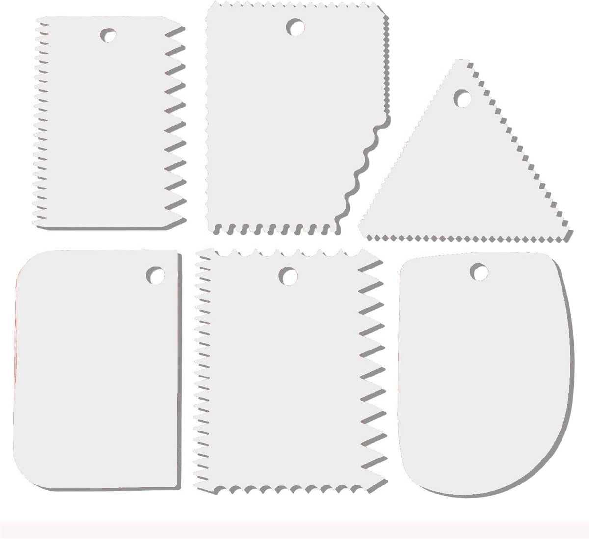 Cake Scraper, 6 Pcs Cake Smoother Scraper, Dough Scraper Red