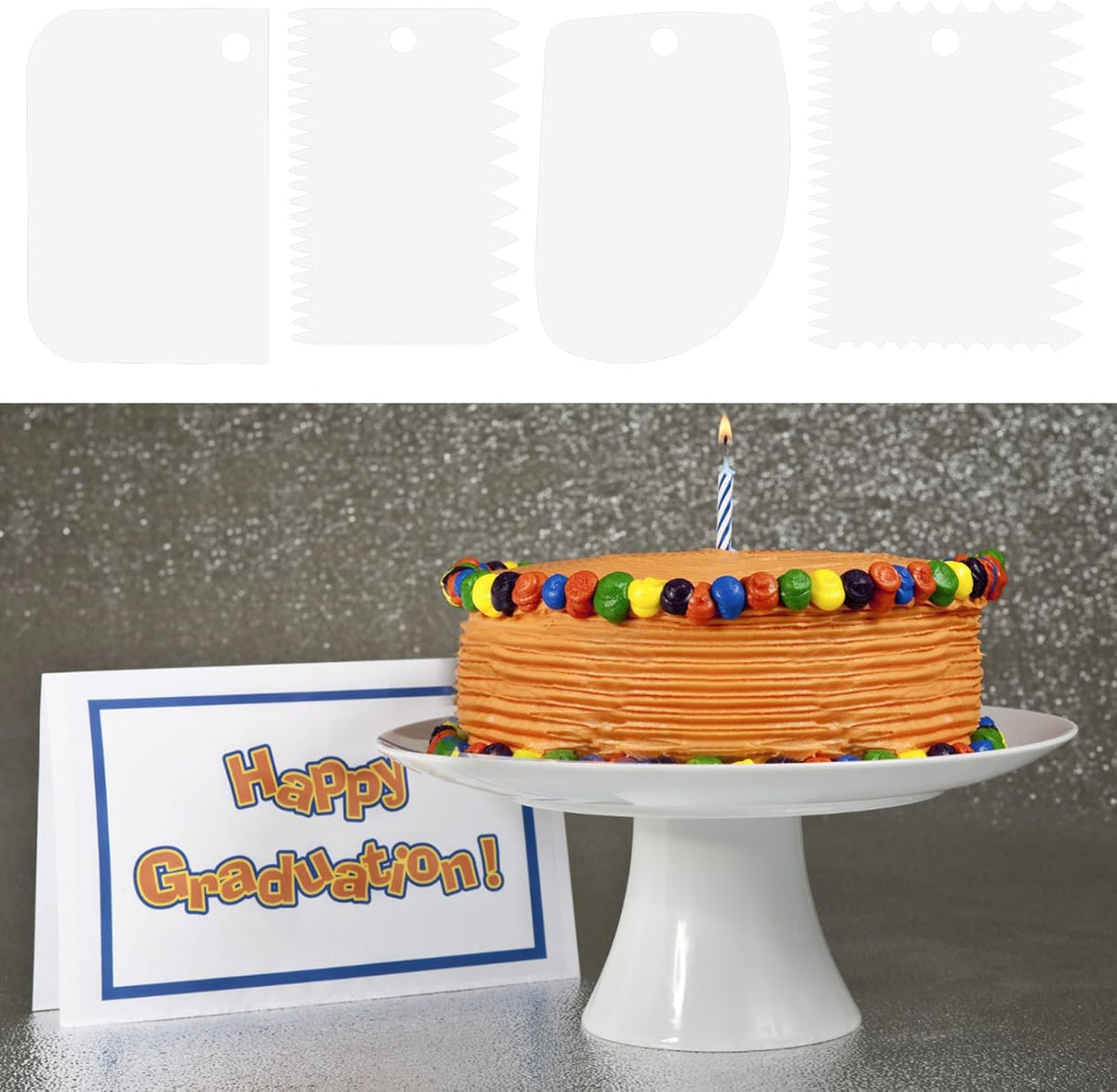 Cake Scraper, 6 Pcs Cake Smoother Scraper, Dough Scraper Red