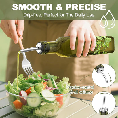 Oil and Vinegar Dispenser Set - 17oz/500ML Premium Glass Olive Oil Dispenser Bottles for Kitchen, Oil Dispenser for Kitchen (Olive)