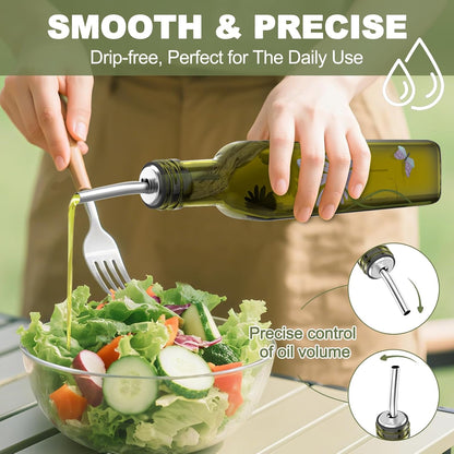 Oil and Vinegar Dispenser Set - 17oz/500ML Premium Glass Olive Oil Dispenser Bottles for Kitchen, Oil Dispenser for Kitchen (Olive)