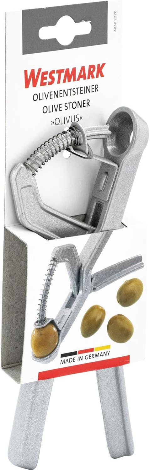 Olive Pitter "Black Edition" - Practical Handheld Device with Spring - Aluminium/Coated, Olivus, 16.9 x 10.5 x 2.7 cm, Anthracite
