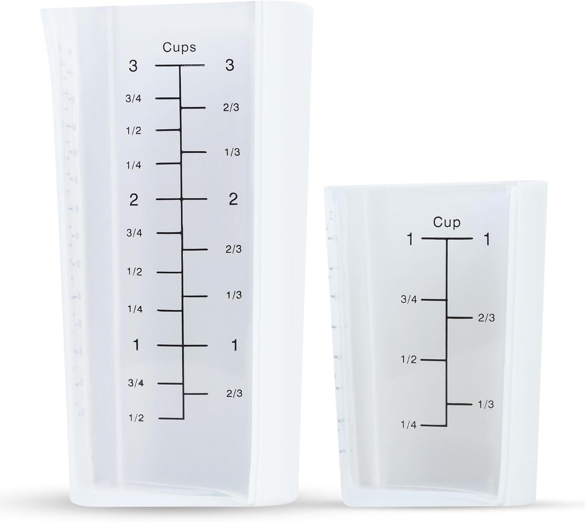 Plastic Measuring Cups Set of 2 (1 Cup & 3 Cup with Oz & mL Markings)