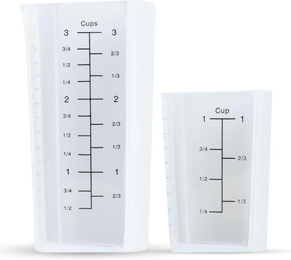 Plastic Measuring Cups Set of 2 (1 Cup & 3 Cup with Oz & mL Markings)