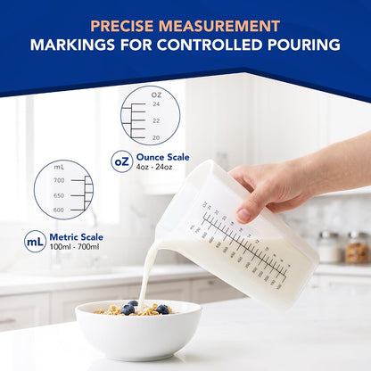 Plastic Measuring Cups Set of 2 (1 Cup & 3 Cup with Oz & mL Markings)