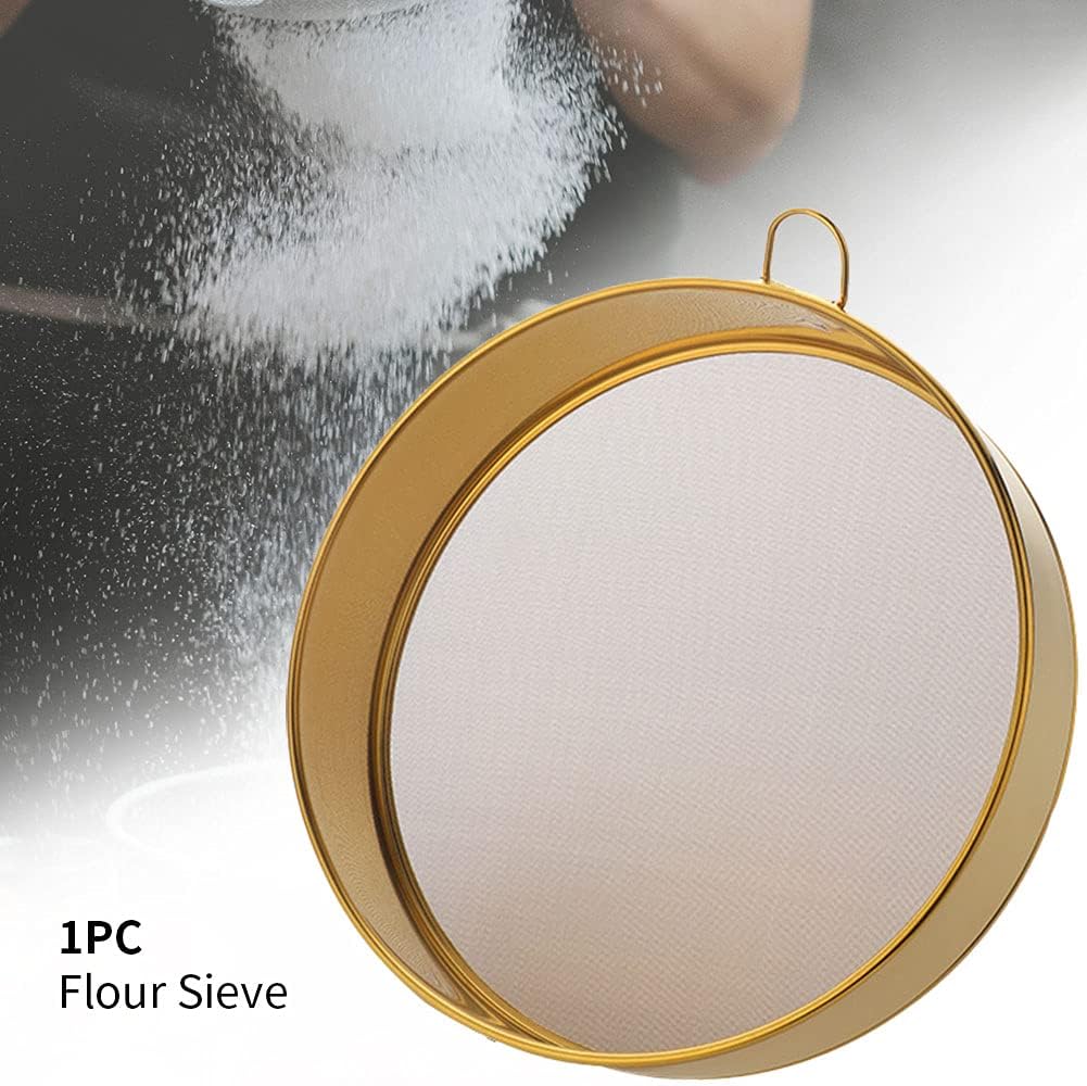 Flour Sifter, Stainless Steel Flour Sieve, 8 Inch 80 Mesh Fine Mesh Strainer, Round Sifter for Baking Cake Breads (Silver)