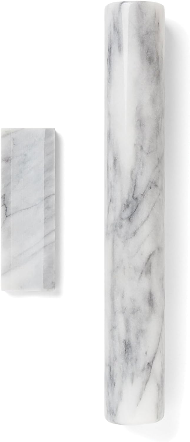 Fox Run French Marble Rolling Pin with Base, White, 3" x 12" x 3" Roller