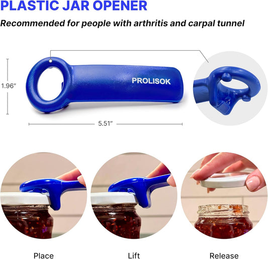 Jar Opener for Seniors with Arthritis, Plastic Jar Lid Opener for Weak Hands, Jar Opener Tool 5.5 inch – Blue