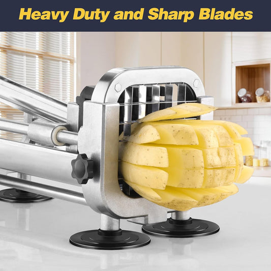 3Pcs French Fry Cutter, Professional Potato Cutter Slicer with 1/2 In & 3/8 In & 1/4 In Stainless Steel Blades, Great for Whole Potatoes Carrots Cucumbers.