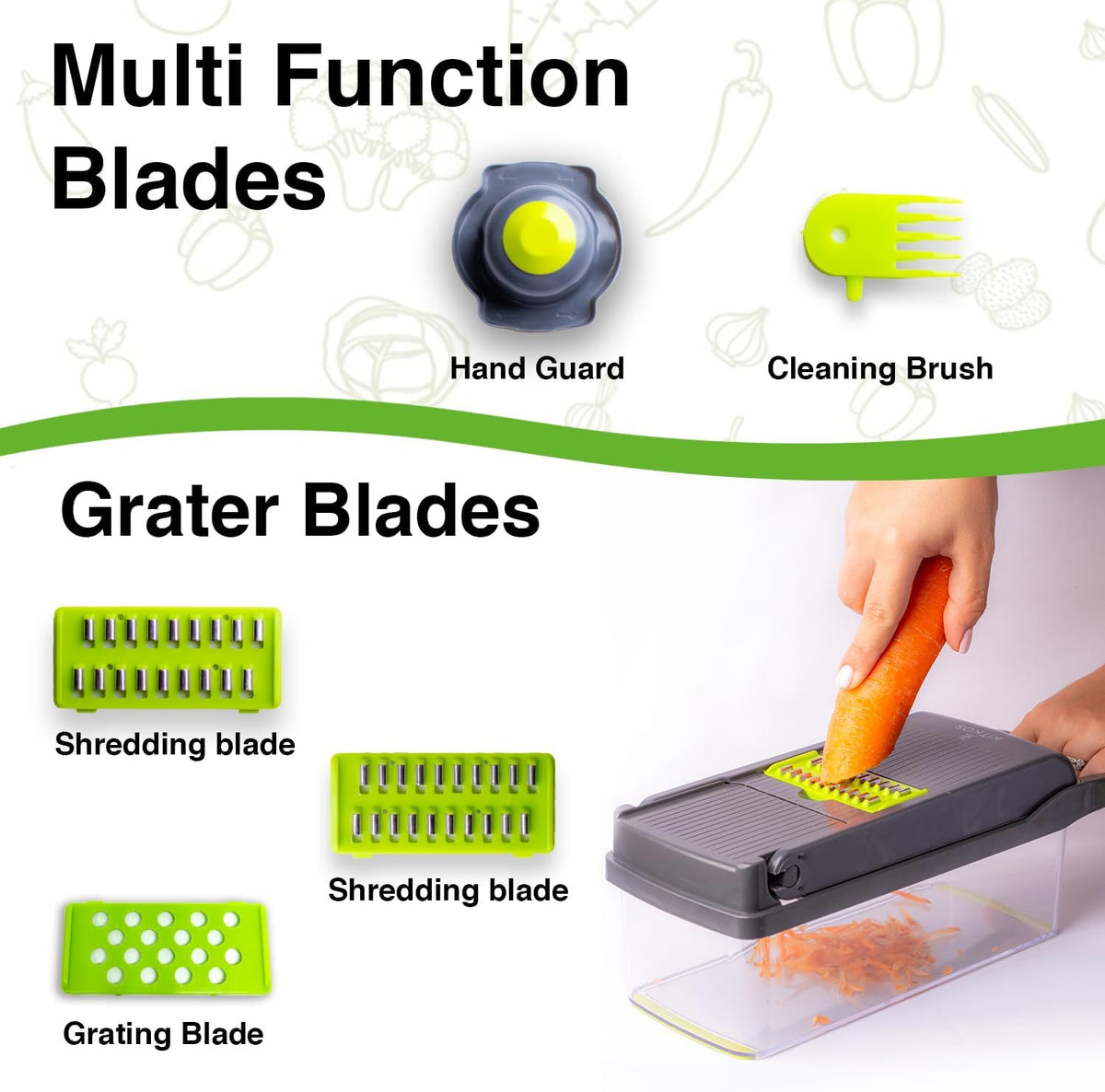 Vegetable Chopper, Pro Onion, Multifunctional 14 in 1 Food Chopper, Kitchen Vegetable Cutter Slicer Dicer,Veggie Chopper With 8 Blades, Potatoes, Carrot and Garlic Chopper With Container