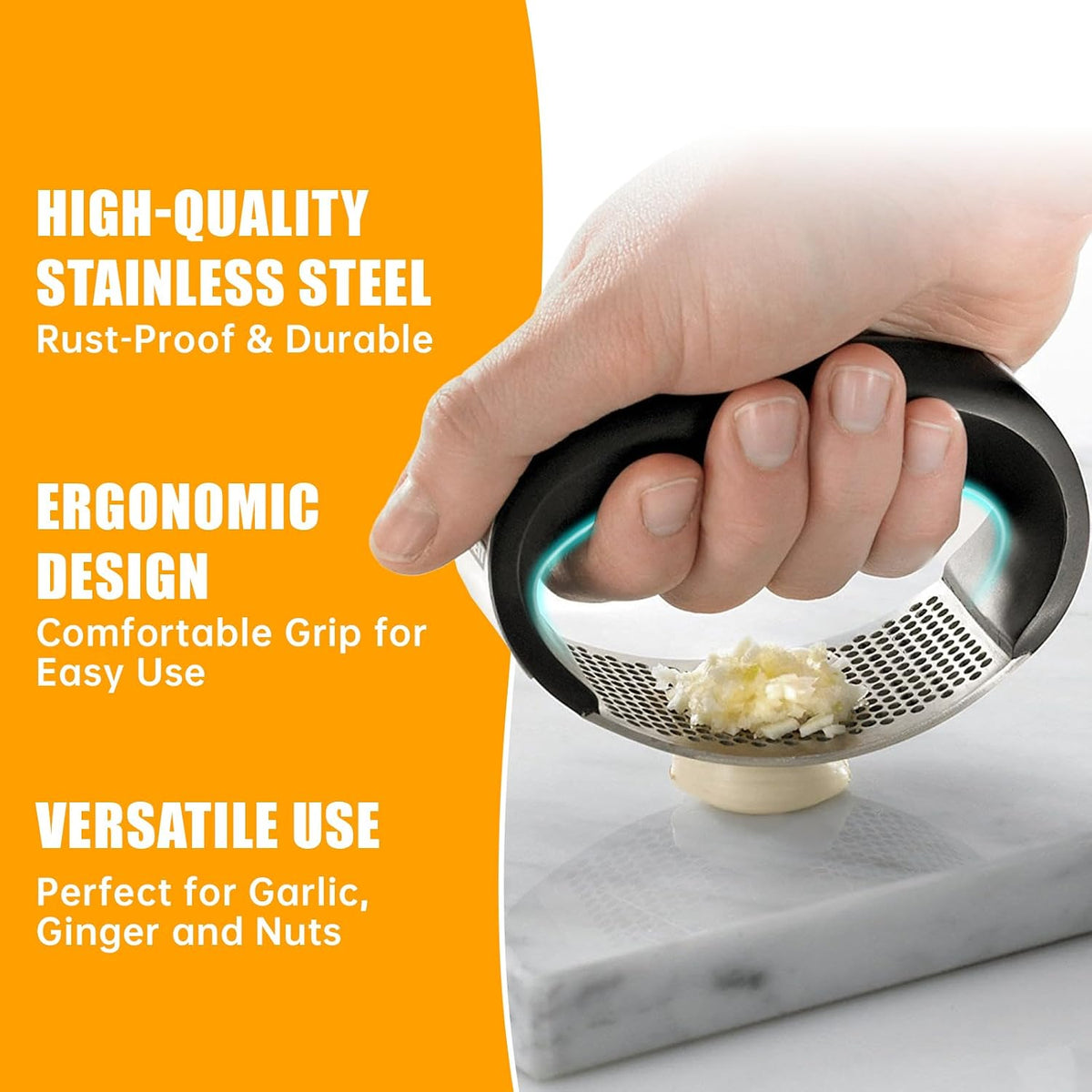 Heavy Duty Stainless Steel Garlic Mincer and Garlic Crusher