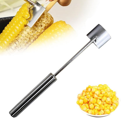 2026 New Corn Peeler, Corn Cob Stripper Tool Stainless Steel Corn Peeler for Corn on the Cob Multifunctional Kitchen Gadget Corn On Cob Remover Cutter Tool (Wood+Silver)