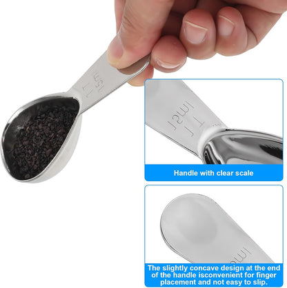 3pcs Coffee Scoop Tablespoon Metal Measuring Spoon, sliver 15ml