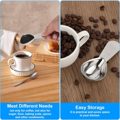 3pcs Coffee Scoop Tablespoon Metal Measuring Spoon, sliver 15ml