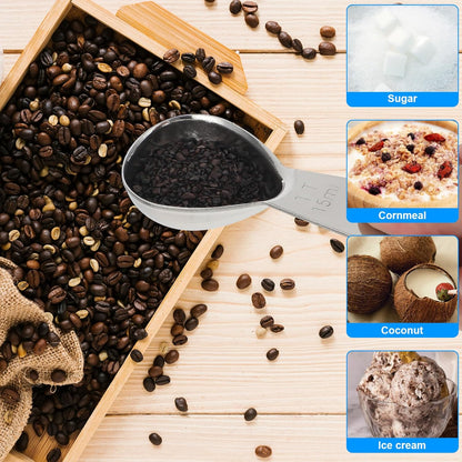 3pcs Coffee Scoop Tablespoon Metal Measuring Spoon, sliver 15ml