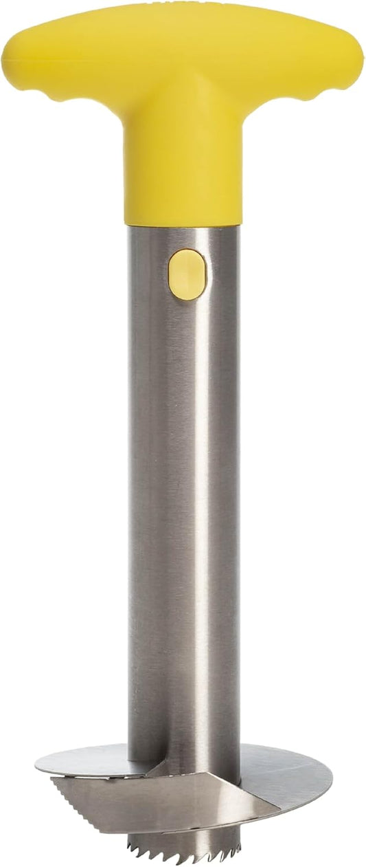 Pineapple Slicer, Stainless Steel with Non-Slip Handle, Cores & Slices Pineapples into Even Rings in Seconds, Easy to Use, Yellow