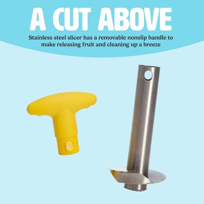 Pineapple Slicer, Stainless Steel with Non-Slip Handle, Cores & Slices Pineapples into Even Rings in Seconds, Easy to Use, Yellow