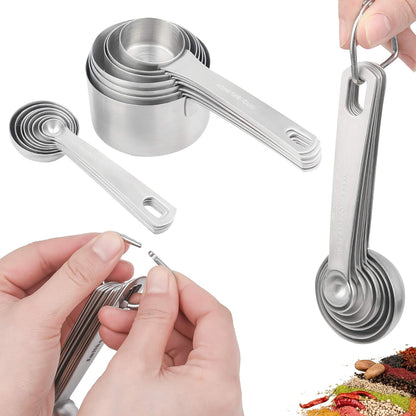 Measuring Cups Set, 18/8 Stainless Steel Measuring Cups for Dry & Liquid, Metal Measure Cups With Bonus Magnetic Conversion Chart for Kitchen & Baking