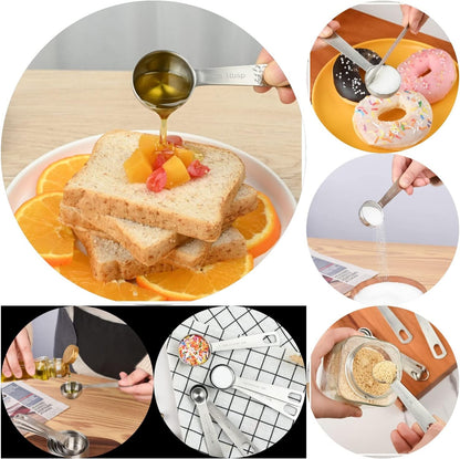 Measuring Cups Set, 18/8 Stainless Steel Measuring Cups for Dry & Liquid, Metal Measure Cups With Bonus Magnetic Conversion Chart for Kitchen & Baking