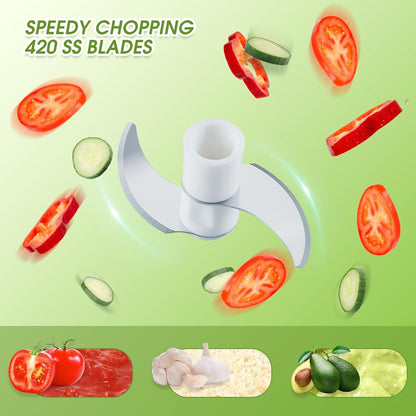 Garlic Mincer Mini Manual Hand Food Chopper with Container Kitchen Onion Vegetable Cutter Veggie Chopper Blue 500ml