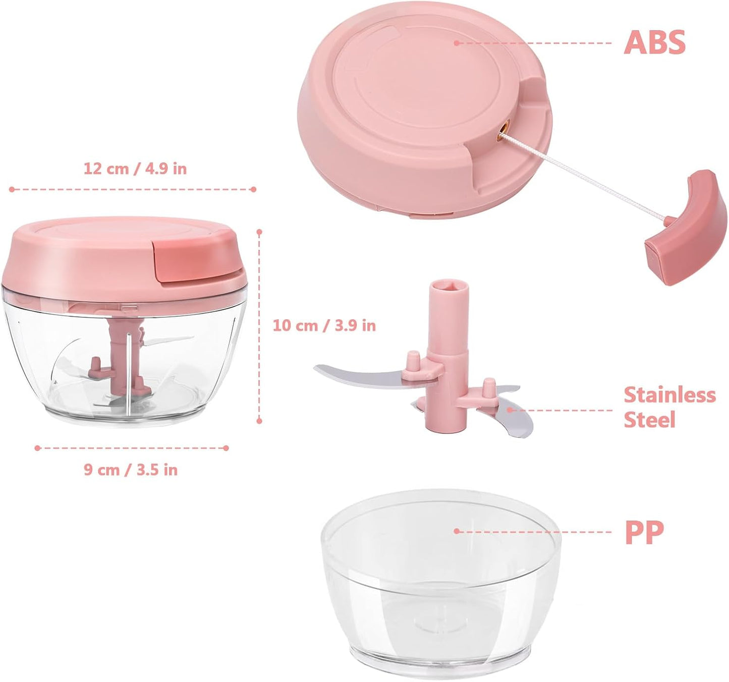 Garlic Mincer Mini Manual Hand Food Chopper with Container Kitchen Onion Vegetable Cutter Veggie Chopper Blue 500ml