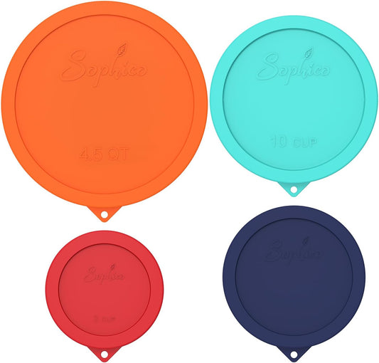 Silicone Replacement Lids for Pyrex Sculpted Glass & Tinted Glass Bowls Mixing Bowls（4 size）