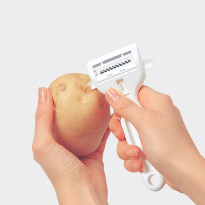 Corporation DH8013 KITCHEN Peeler, Switchable Shredded Peeler, Julienne, Potatoes, Sprout, Dishwasher Safe, White, Made in Japan